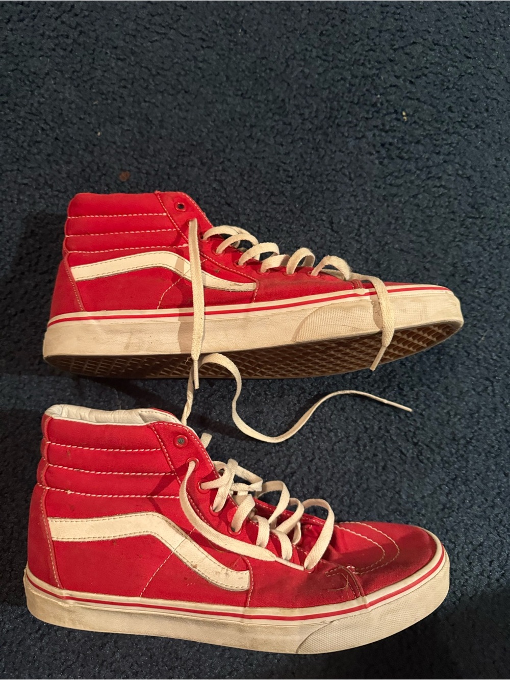 Vans Red High-Top Skate Sneakers with White Stripe